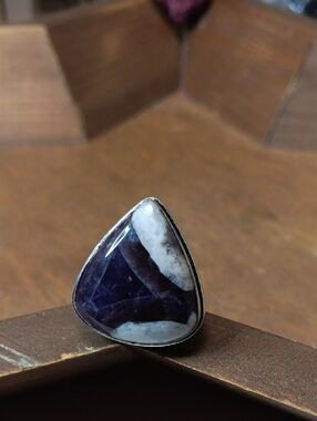 Purple and White Teardrop Stone Ring - Women Jewelry